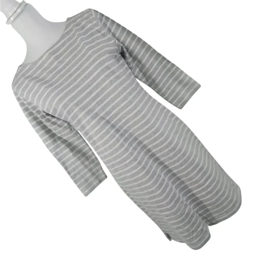 VINEYARD VINES! ASH GRAY & WHITE STRIPED 100% COTTON KNIT LONG SLEEVE DRESS! S - Picture 11 of 12